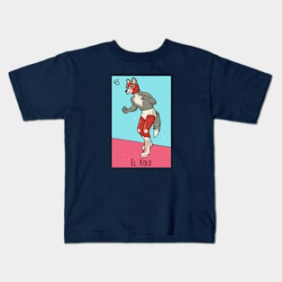 El Xolo // Mexican Luchador Dog Loteria Card Kids T-Shirt